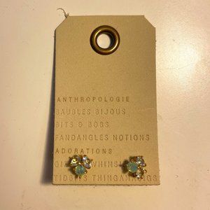 Gold and teal stud earrings